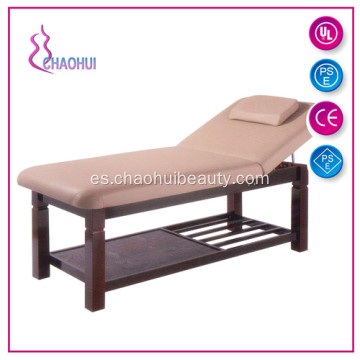 Mesa de masaje de base de madera de salón spa